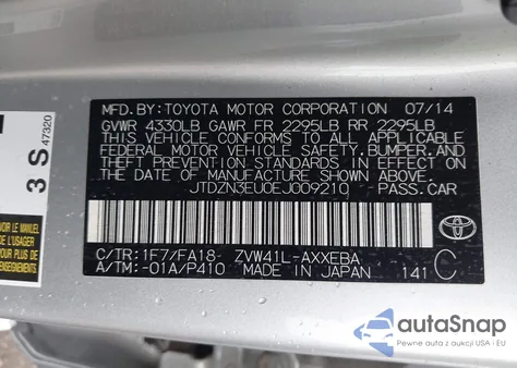 2014 Toyota Prius V Two from USA, damaged, VIN JTDZN3EU0EJ009210
